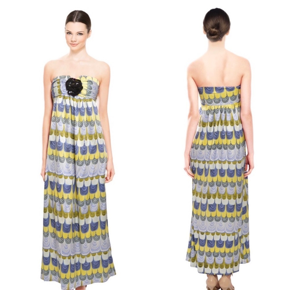 Prairie New York Silk Floral Strapless MaxiDress